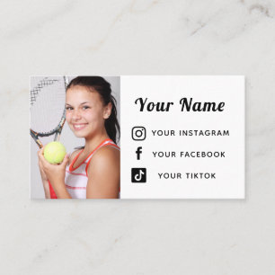 Tennis Player Your Photo Coach Athlete Instructor Business Card
