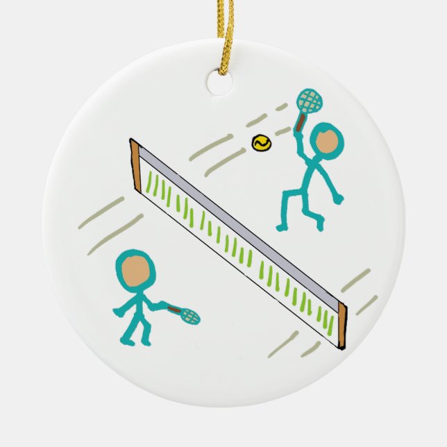 Tennis Players Ceramic Tree Decoration (Front)