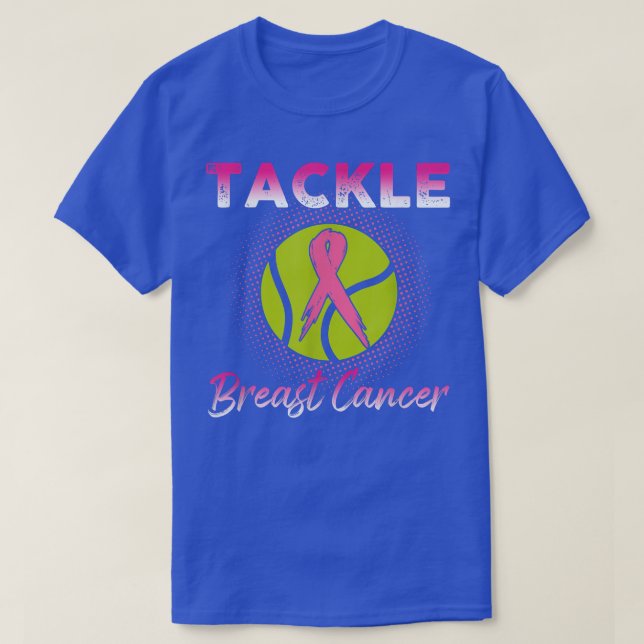 Tennis Players Pink Ribbon Breast Cancer Awareness T-Shirt (Design Front)