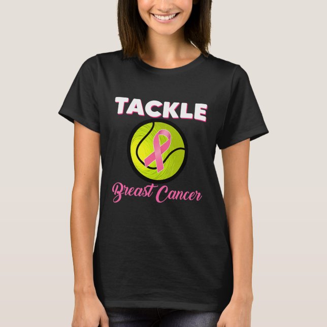 Tennis Players Pink Ribbon Breast Cancer T-Shirt (Front)
