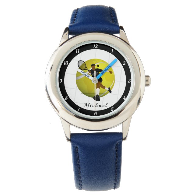 Tennis Player's Silhouette Illustration Sport Name Watch (Front)