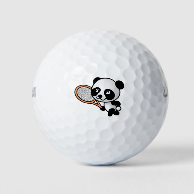 Tennis Playing Panda Golf Balls (Front)