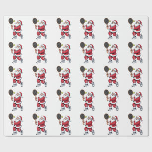 Tennis Playing Santa Xmas Tennis Sport Christmas Wrapping Paper