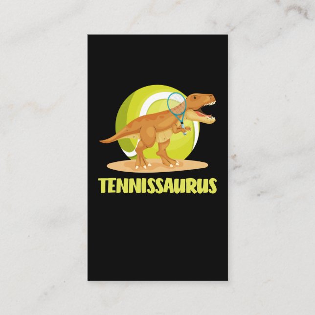 Tennis playing Trex Funny Dino Sport Business Card (Front)