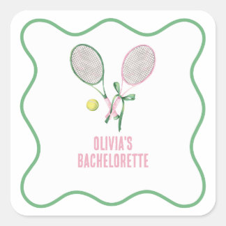 Tennis preppy bachelorette square sticker