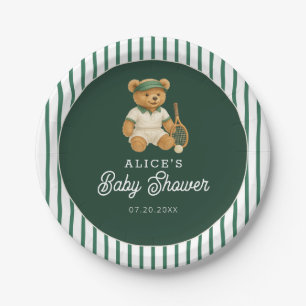 Tennis Preppy Bear Baby Shower Paper Plate