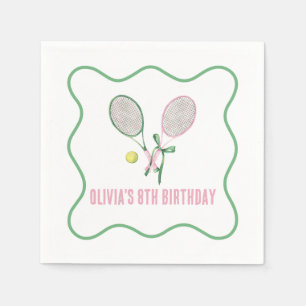 Tennis preppy plaid birthday napkin