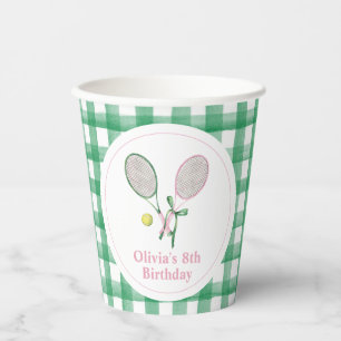 Tennis preppy plaid birthday paper cups