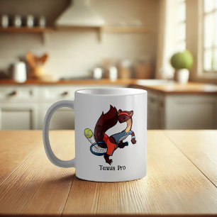 Tennis Pro Hot Dog Trick Shot Pine Marten Cartoon Coffee Mug