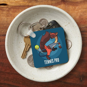 Tennis Pro Hot Dog Trick Shot Pine Marten Cartoon Key Ring
