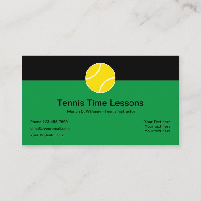 Tennis Professional Lessons Business Card (Front)