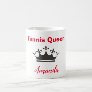 Tennis queen modern personalise text with crown coffee mug