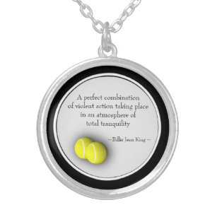 Tennis Quote Motivational Locket Silver Plated Necklace