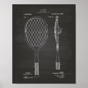 Tennis Racket 1921 Patent Art Chalkboard Poster