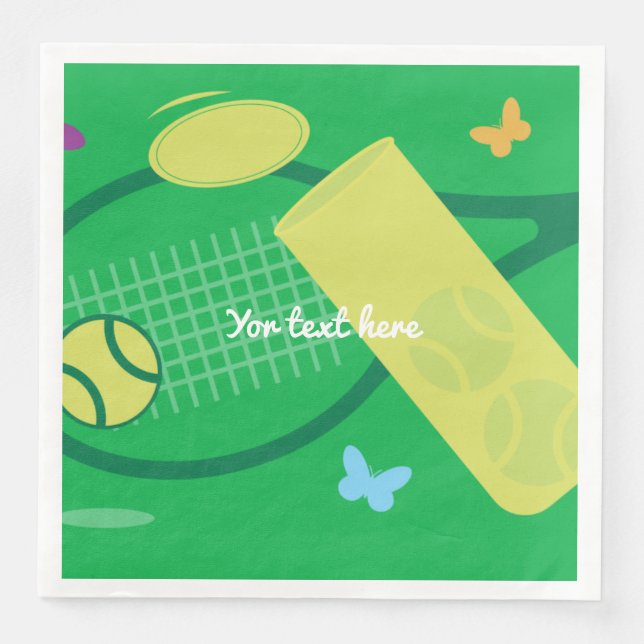 Tennis racket and ball BBQ or kids Birthday party Napkin (Front)