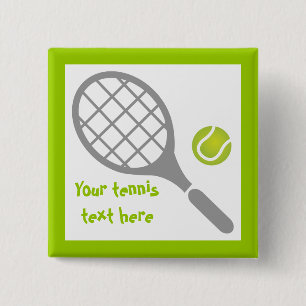 Tennis racket and ball custom 15 cm square badge