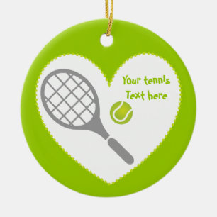 Tennis racket and ball custom ceramic tree decoration