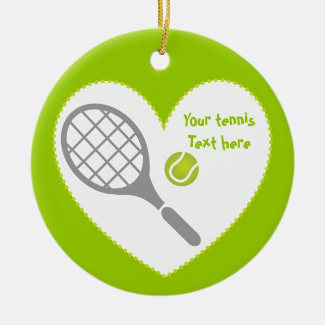 Tennis racket and ball custom ceramic tree decoration (Front)