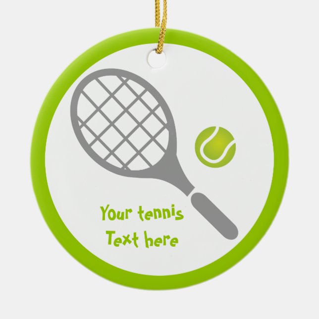 Tennis racket and ball custom ceramic tree decoration (Front)