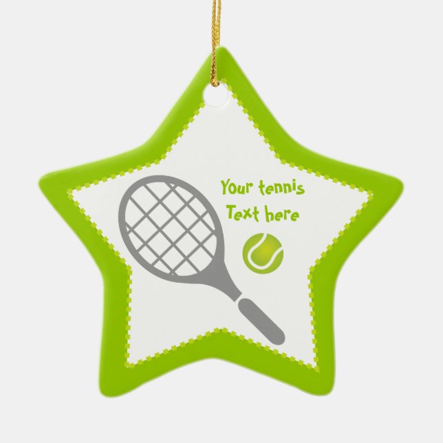 Tennis racket and ball custom ceramic tree decoration (Front)