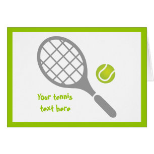 Tennis racket and ball custom greeting card