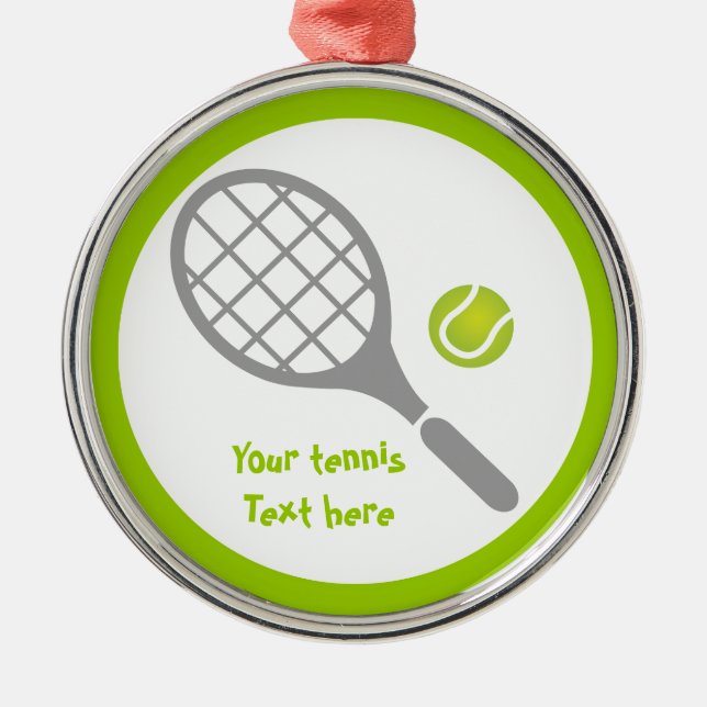 Tennis racket and ball custom metal tree decoration (Front)
