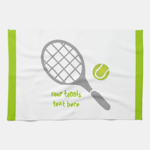 Tennis racket and ball custom tea towel