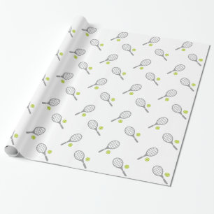 Tennis racket and ball custom wrapping paper
