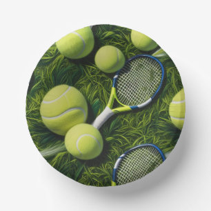 Tennis Racket and Ball for Tennis Lovers Paper Plate