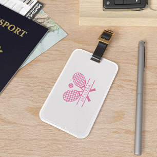 Tennis Racket and Ball Pink Motif Custom Luggage Tag
