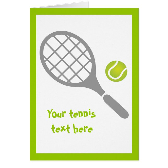 Tennis racket and ball vertical greeting card (Front)