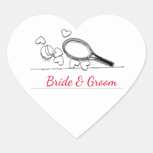 Tennis racket and ball with heart wedding  sticker