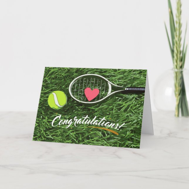 Tennis racket and ball with love congratulations  card (Front)