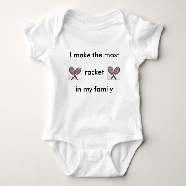 Tennis Racket Baby Bodysuit (Front)