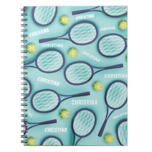 Tennis Racket Ball & Kids Girls Name Pattern Cute  Notebook