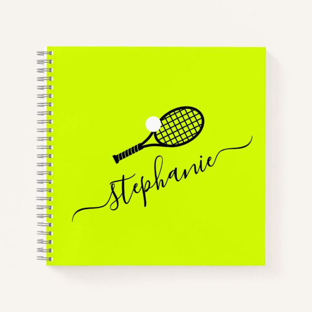 Tennis Racket & Ball Name Monogram Personalised Notebook (Front)