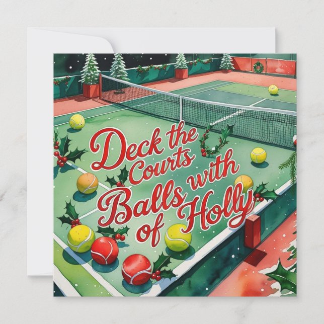 Tennis Racket  Christmas themed Holiday Card (Front)