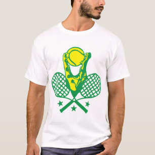 tennis racket crocodile logo ball open mouth T-Shirt