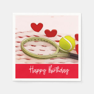 Tennis racket Happy Birthday with LOVE  Napkin