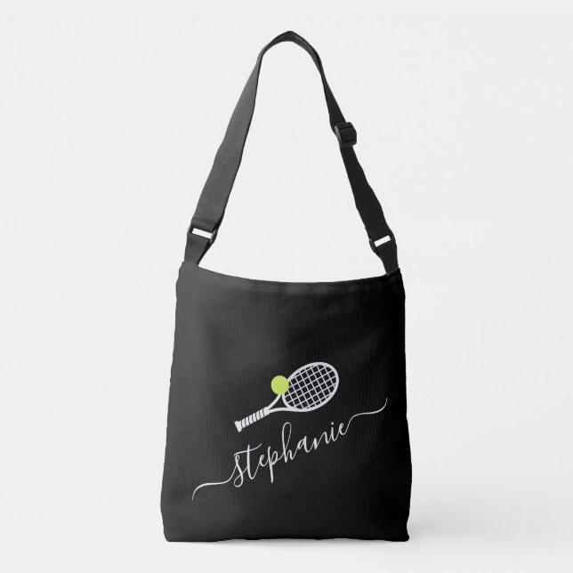 Tennis Racket Monogram Black Sports Crossbody Bag (Front)