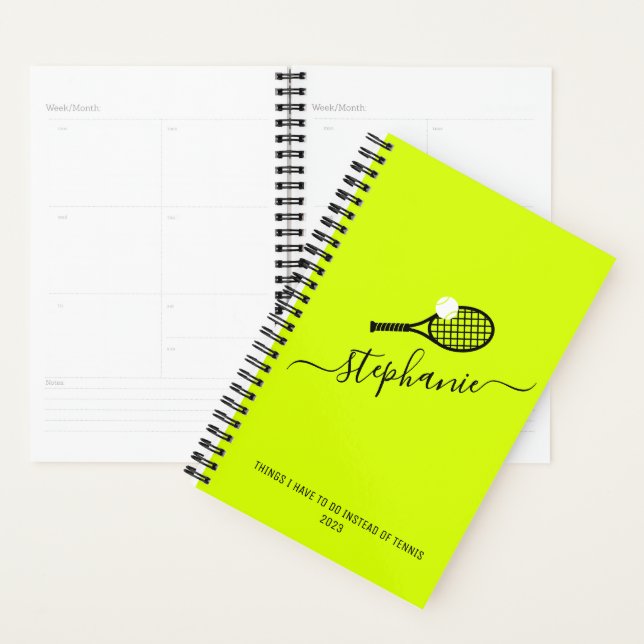 Tennis Racket Monogram Bright Personalised Undated Planner (Display)