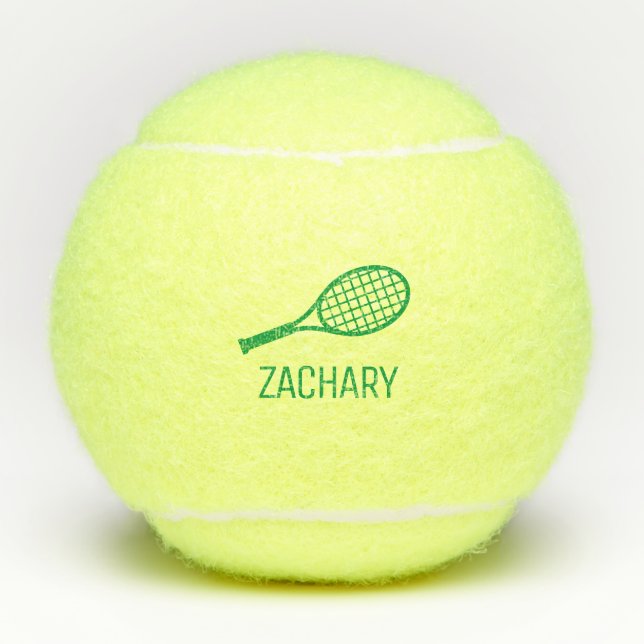 Tennis Racket Monogram Name Personalised Balls (Front)
