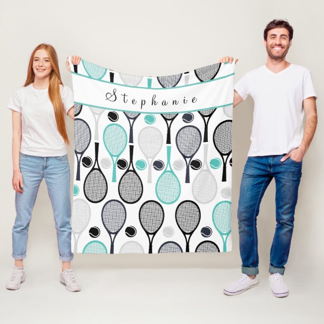 Tennis Racket Paradise Cute Girls Sports Team Play Fleece Blanket (In Situ)