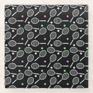 Tennis Racket Pattern Glass Coaster