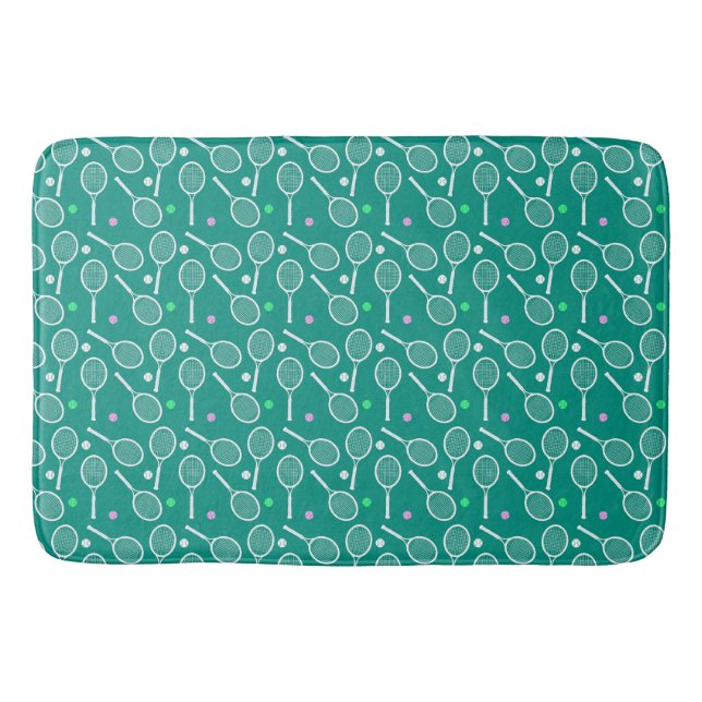 Tennis Racket Pattern  Green  Bath Mat (Front)