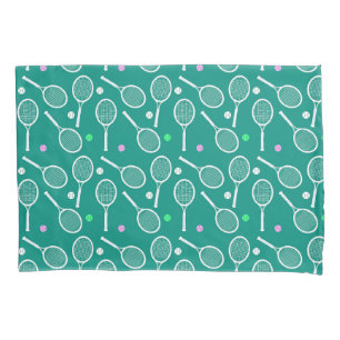 Tennis Racket Pattern Green Pillowcase