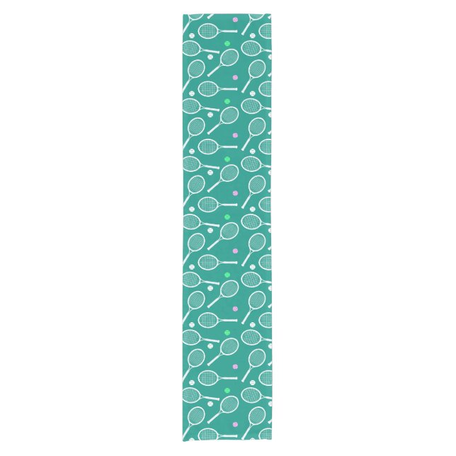 Tennis Racket Pattern  Green   Short Table Runner (Front)