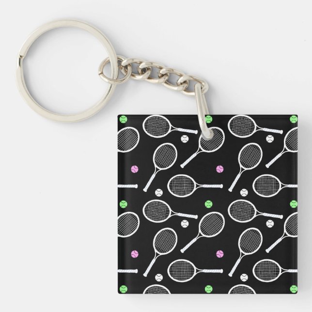 Tennis Racket Pattern  Key Ring (Front)