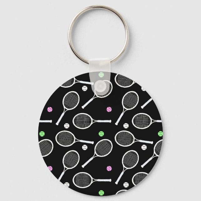 Tennis Racket Pattern  Key Ring (Front)