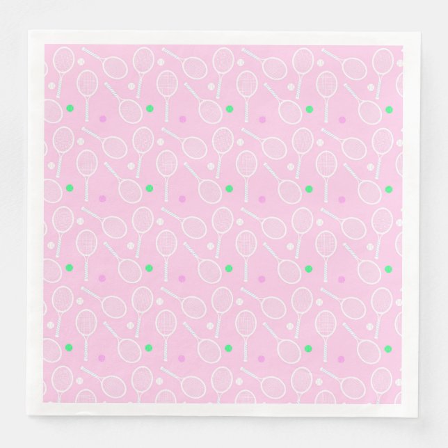 Tennis Racket Pattern Pastel Pink    Napkin (Front)
